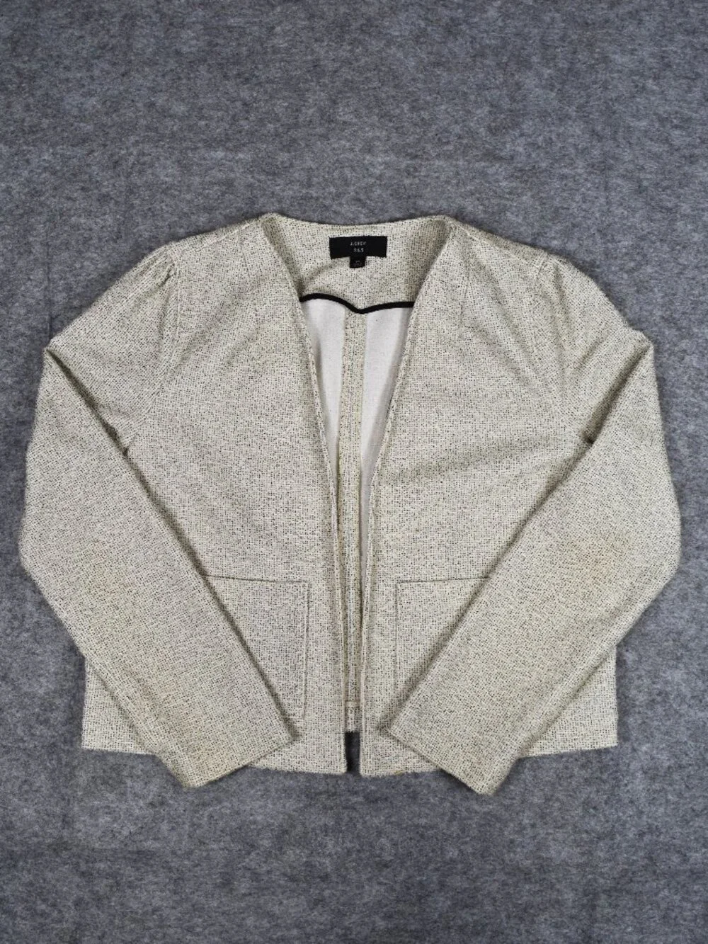 J. Crew 365 Cream Bouclé Work Business Casual Open Blazer Women Size Medium